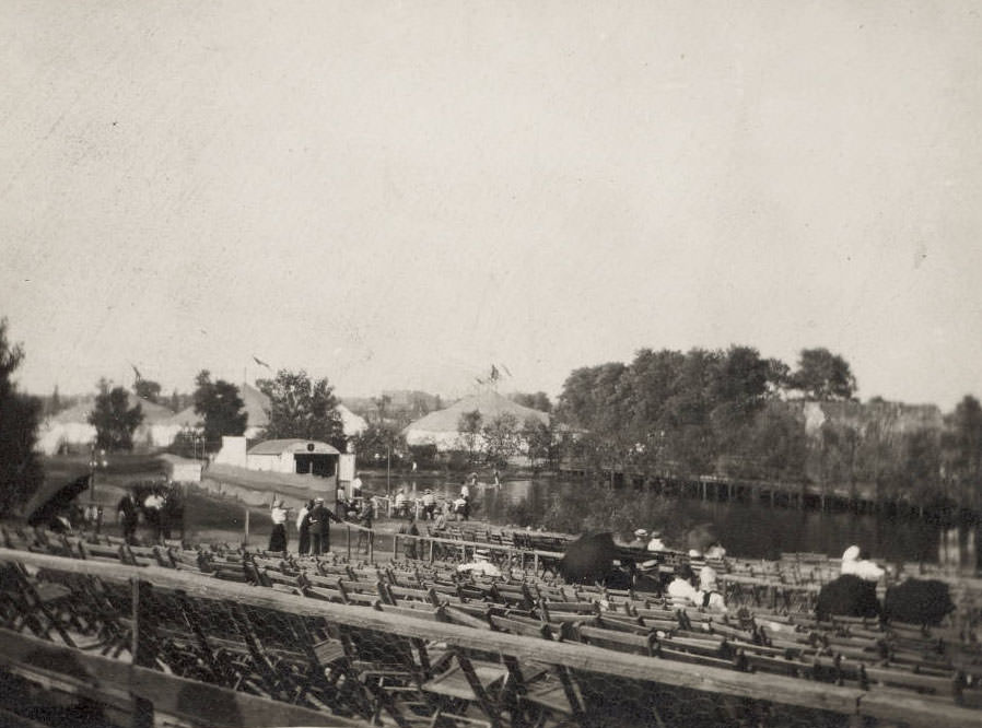 Seats set up for performances of the Pageant and Masque of St. Louis, 1914