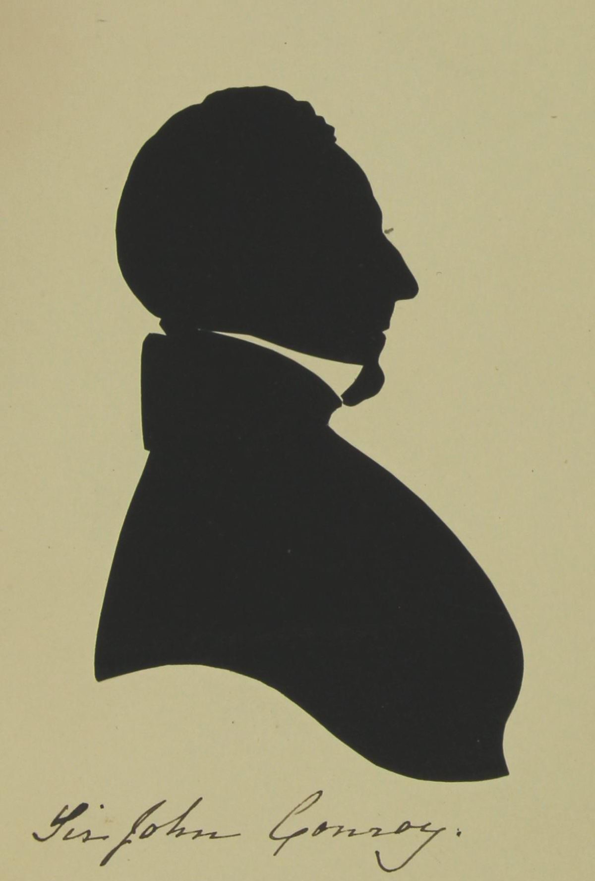 Sir John Conroy”. Cut silhouette, by an unknown artist, from Queen Victoria’s ‘Book of Shades’.
