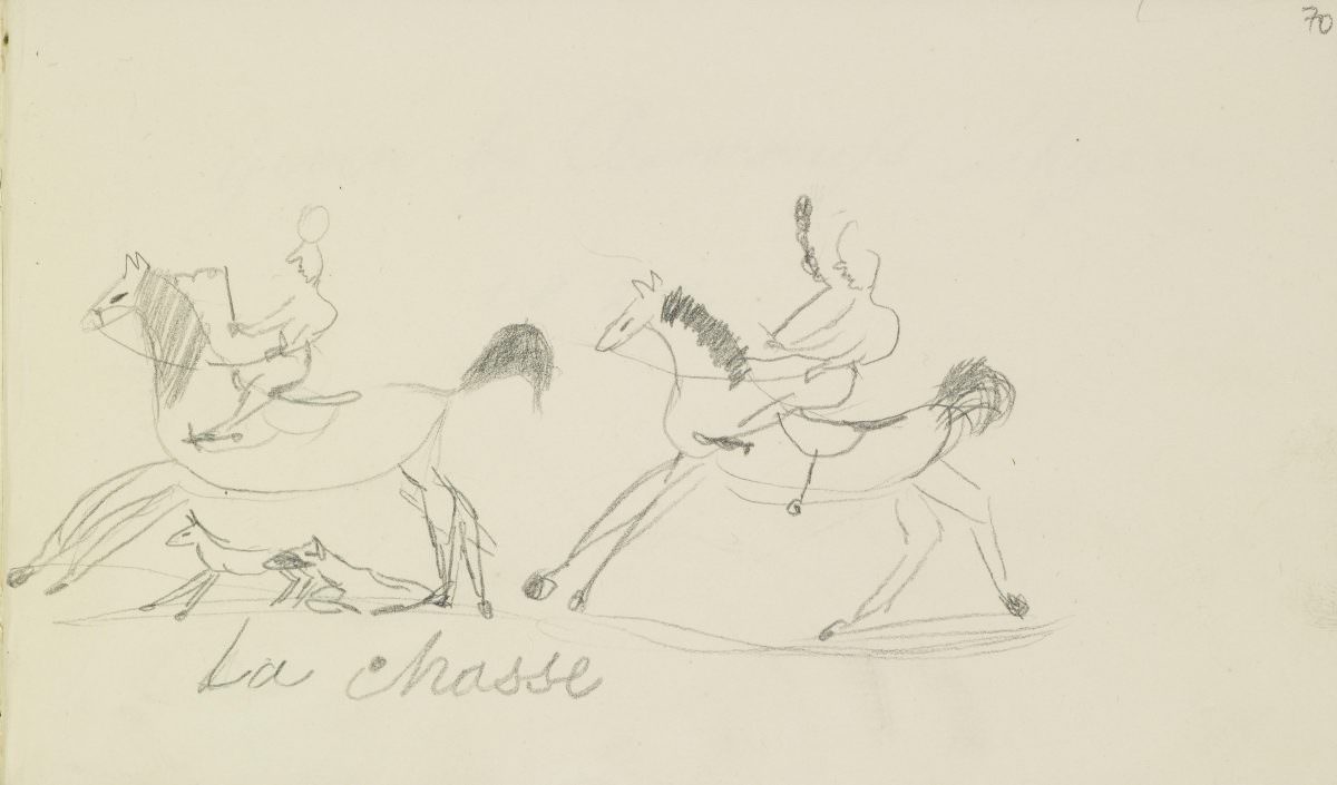 "La chasse”. Pencil drawing, by Princess Victoria.