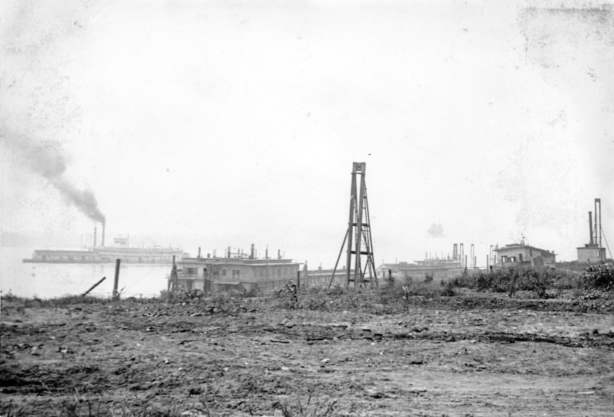 U. S. Engineer Department. Portion of floating equipment moored at supply depot, foot of Arsenal Street, St. Louis, Missouri.