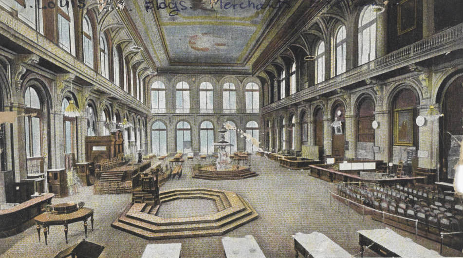 Interior of the Merchants' Exchange building, 3rd Street between Chestnut and Pine streets, St. Louis, 1910