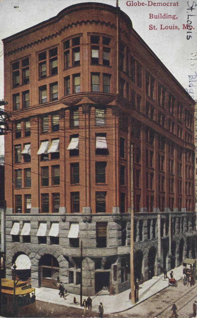 The St. Louis Globe-Democrat building at the corner of 6th and Pine streets, St. Louis, 1910