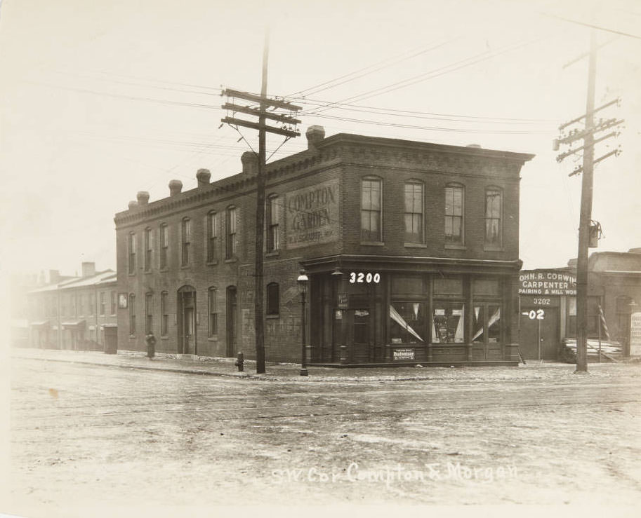 The intersection of Compton Avenue and Morgan Street, 1915