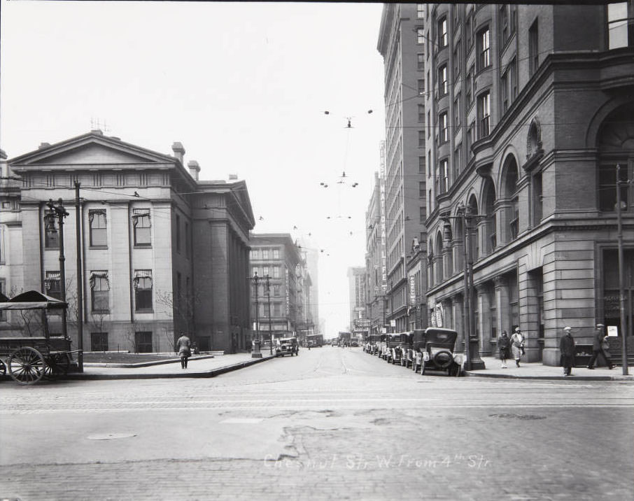 Chestnut Street looking west from its intersection with 4th Street, 1915