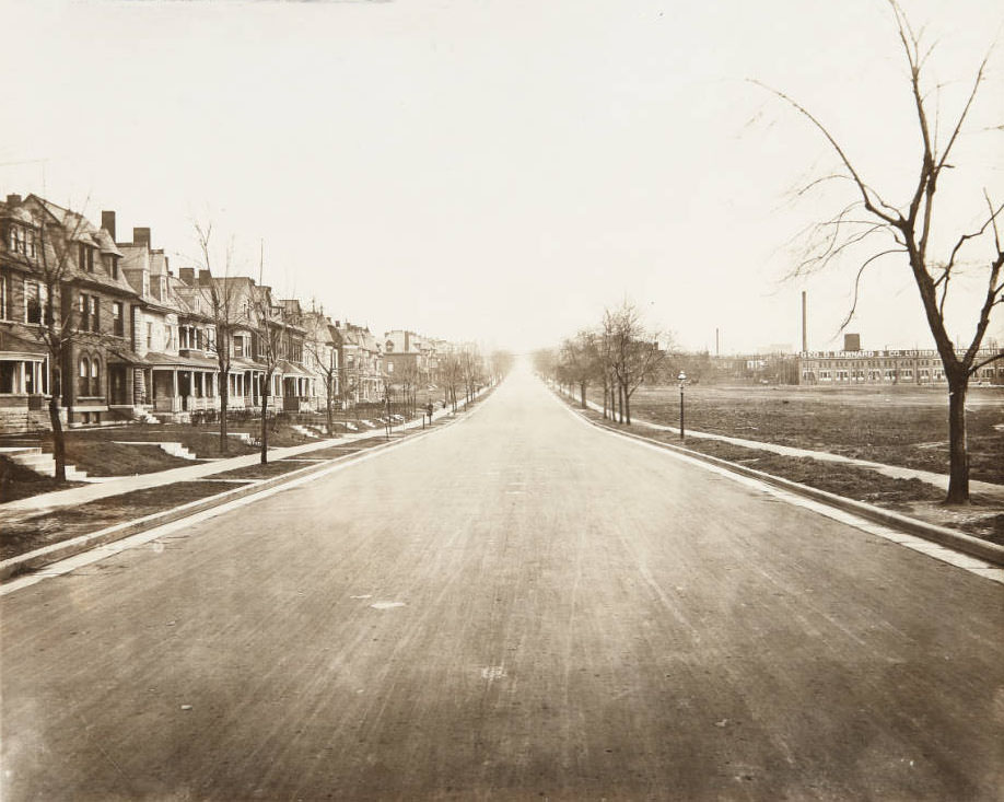 West Pine Blvd. looking east from its intersection with Sarah Street, 1915