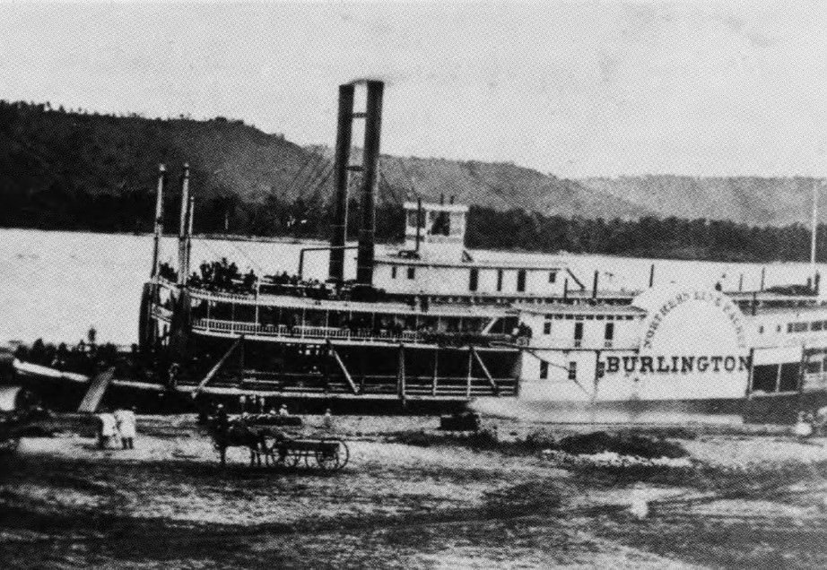 Steamer Burlington a levee, 1860