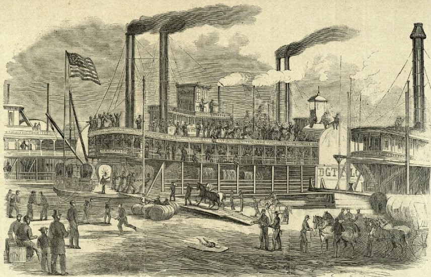 Embarkation of the Ninth Missouri Regiment, Colonel Kelton, at St. Louis, 1860