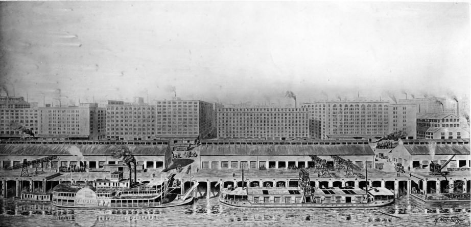 St. Louis levee along North Market Street, 1870