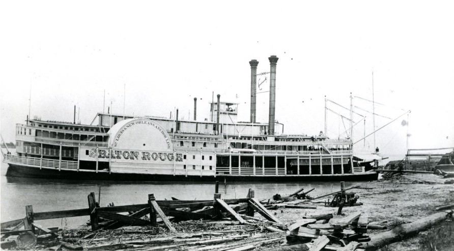 Side-wheel packet City of Baton Rouge, owned by the Anchor Line, 1880