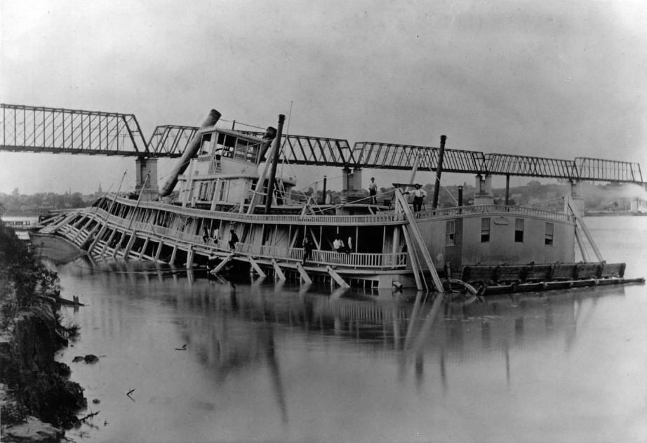 Steamer MONTANA sunk in Missouri River at St. Charles, Missouri.