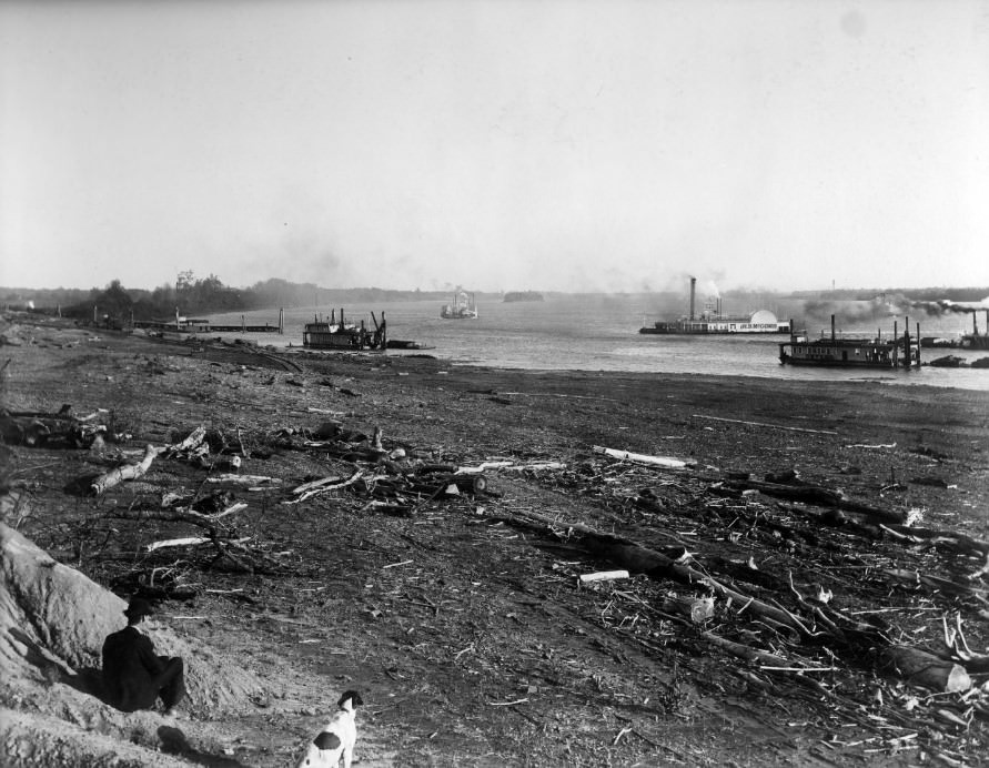 Ohio River, Dredging at Brooklyn Harbor, Ill, 1892