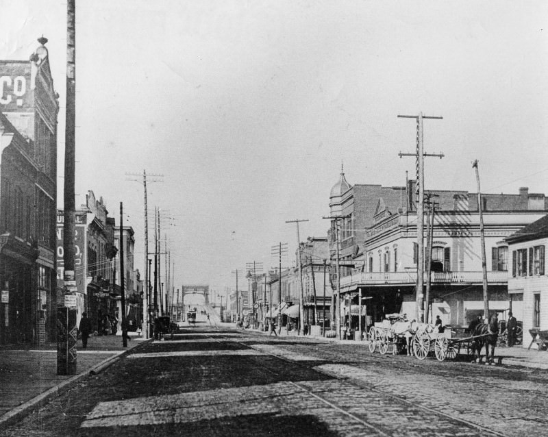 View on Broadway- East St. Louis, 1890