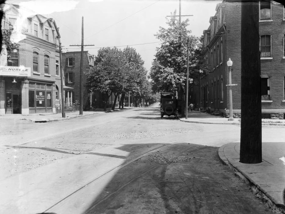 Looking north down Lemp Ave. at Crittenden Street in the Benton Park neighborhood, 1925