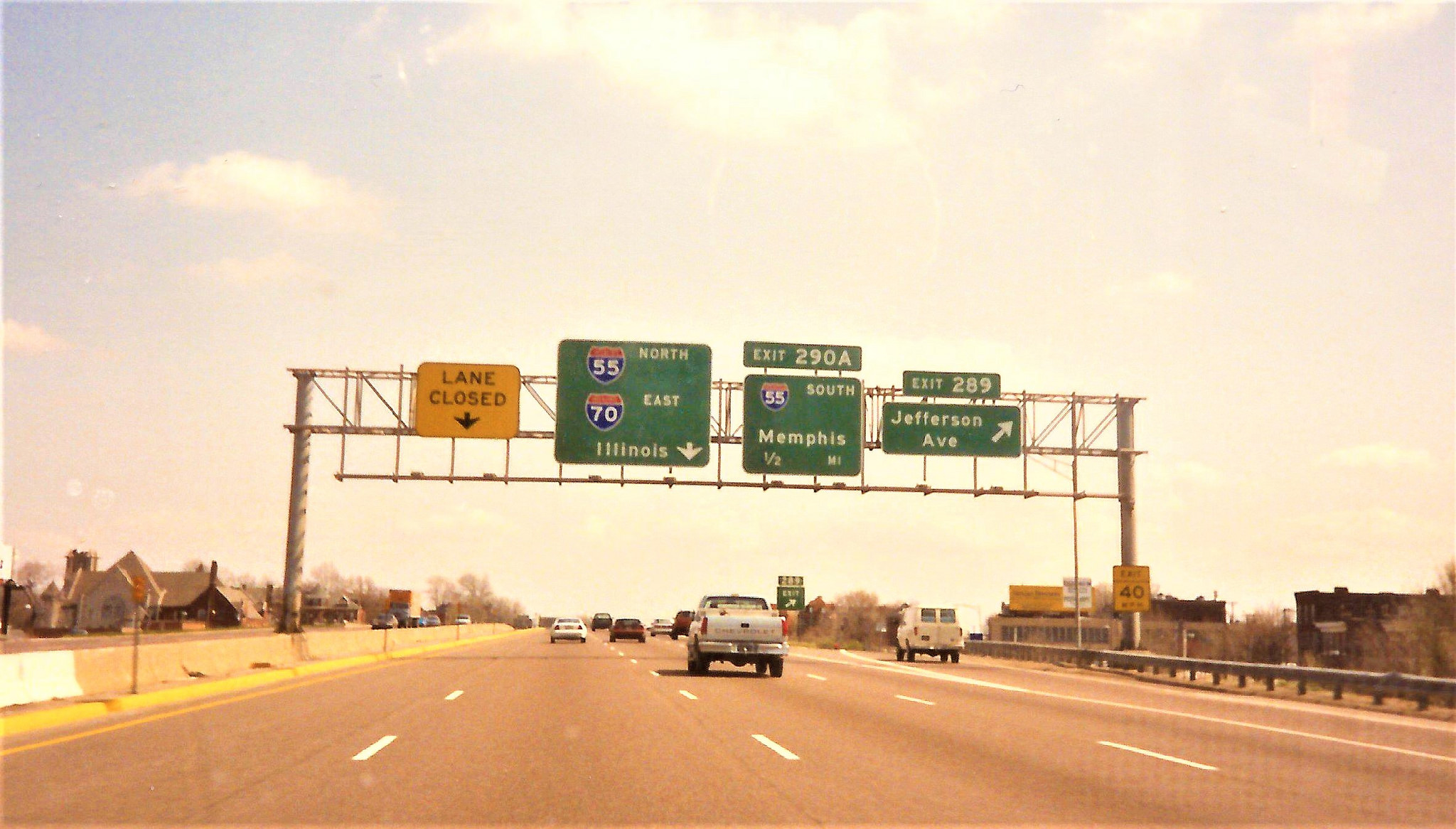 Interstate 44 East at Exit 289, Jefferson Ave exit, 1991