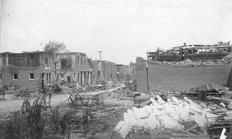 The tornado devasted this area of Jefferson Avenue just west of Lafayette Park.