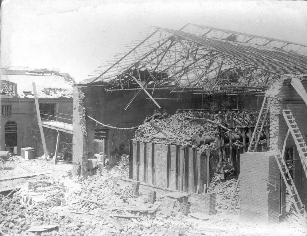 This building, located at 2nd and Convent Streets near the Mississippi River, was a plant where coal unloaded from barges was burned in large furnaces to create energy that powered the city.