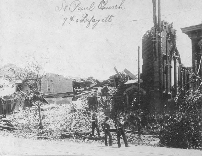 St. Paul's German Evangelical Church, seriously damaged, 1896