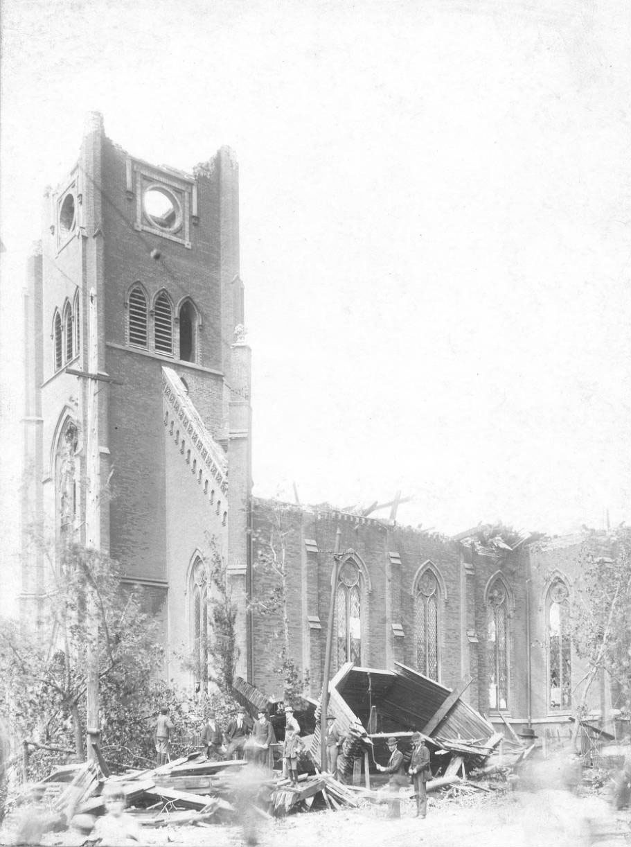 Trinity German Evangelical Lutheran Church, destroyed, 1896