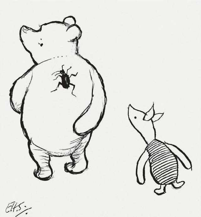 “Pooh!” he cried. There’s something climbing up your back.