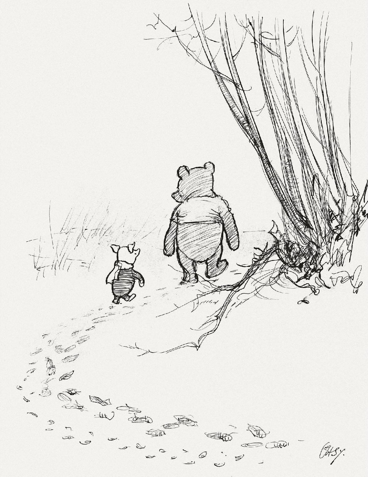 With these few words he went on tracking, and Piglet,after watching him for a minute or two, ran after him