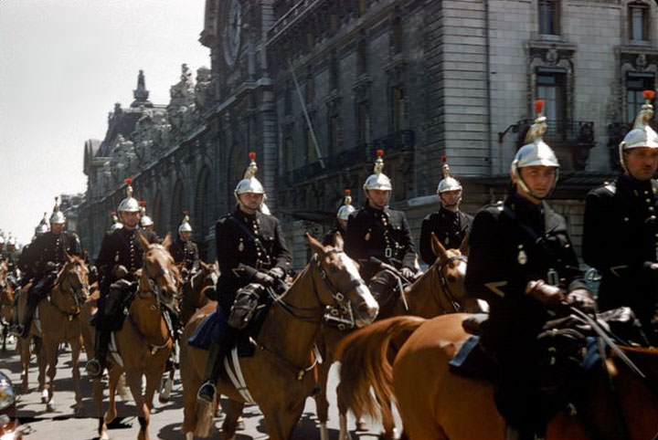 Cavalry, French Republican Guard, near the Gare d'Orléans, May 1959