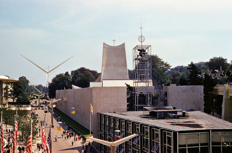 Looking towards the steeple of the Vatican Pavilion.