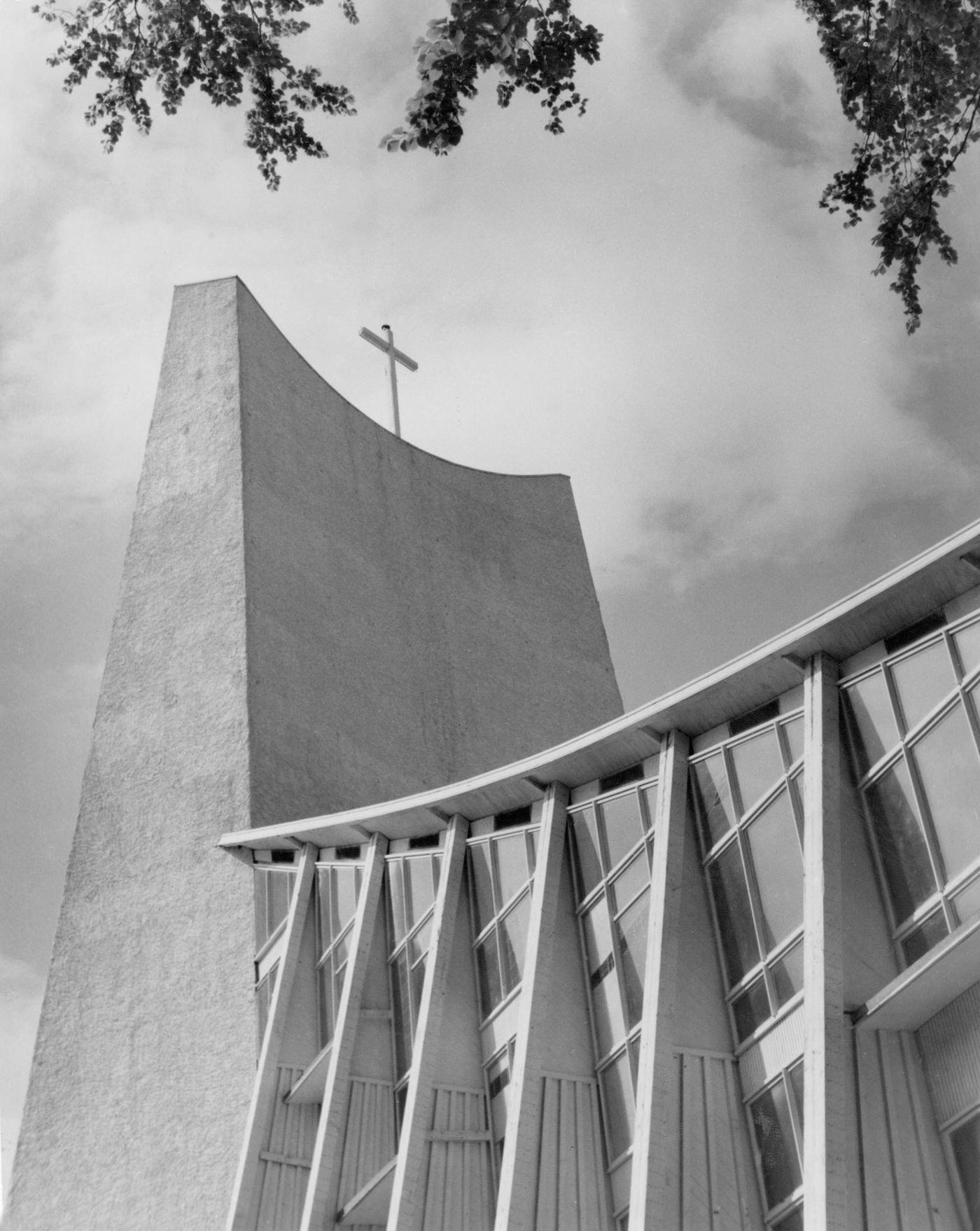 Pavilion of the Vatican, modern church with bell tower