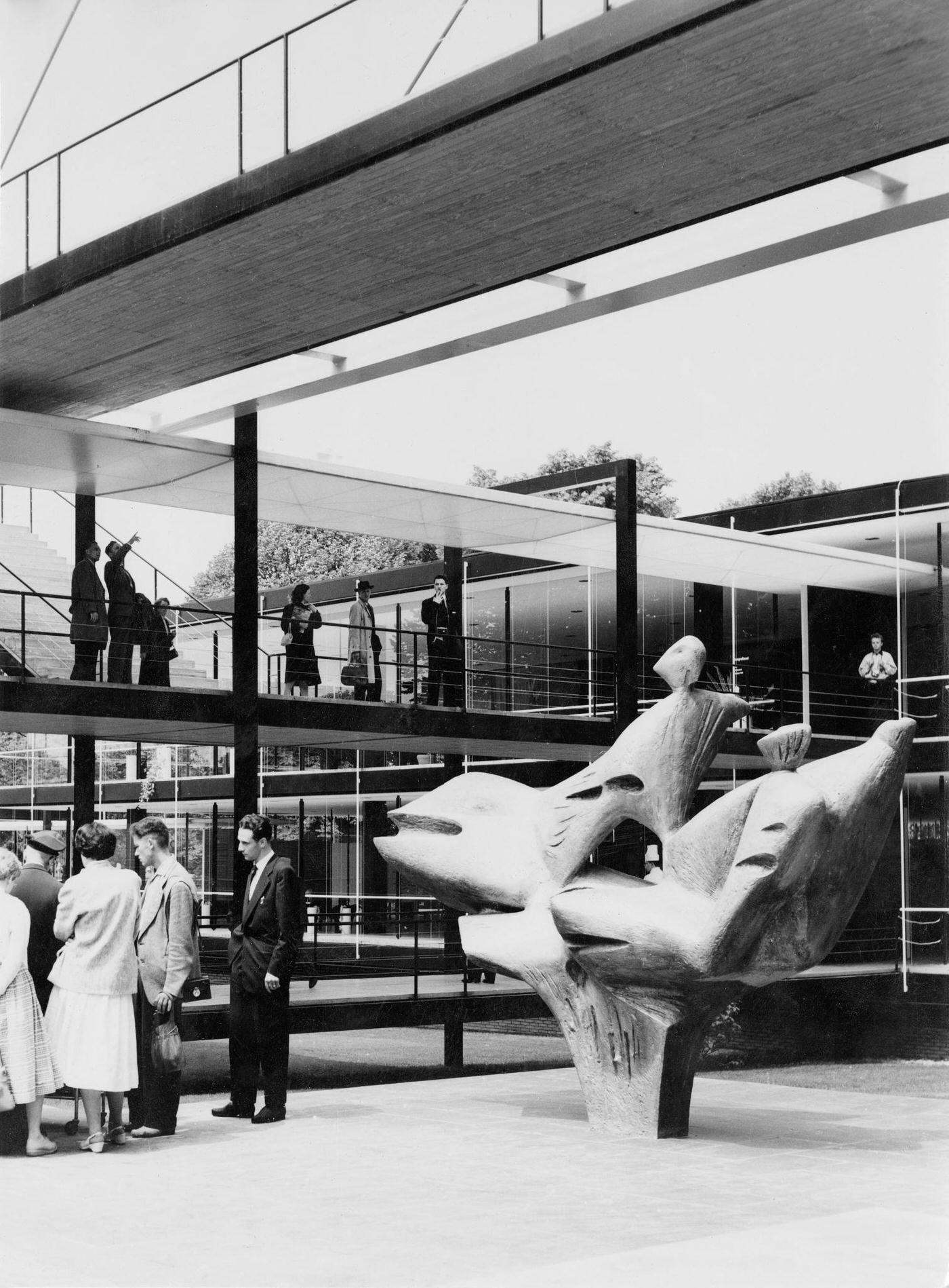 Sculpture by Bernhard Heiliger 'Human and progress, figure tree' in front of the German Pavilion