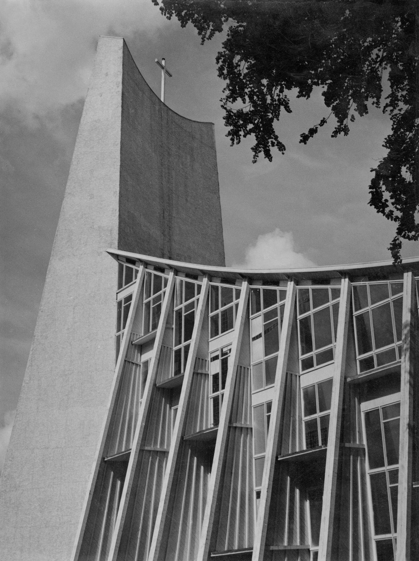 Pavilion of the Vatican, modern church with bell tower