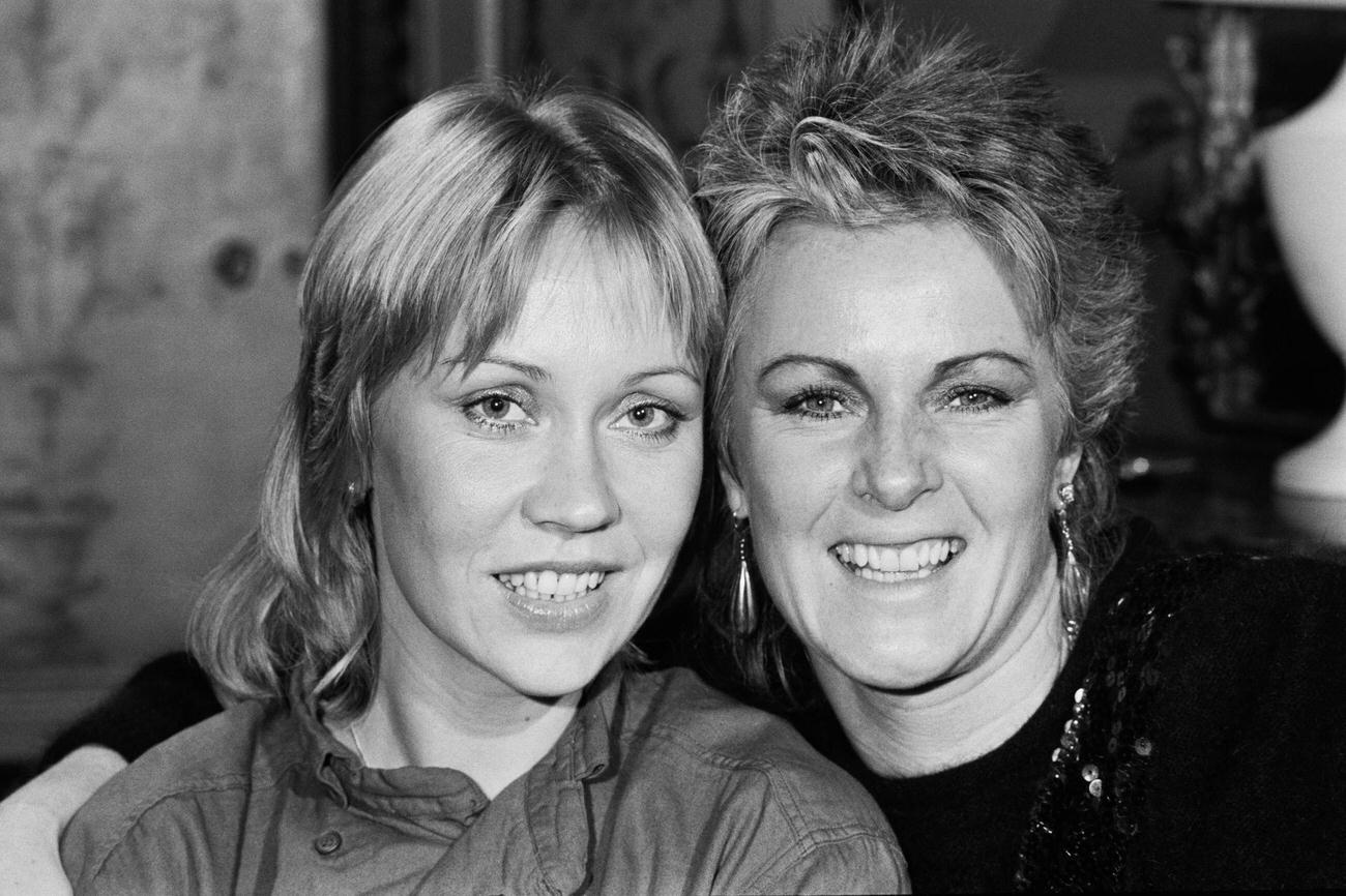 Agnetha Fältskog and Anni-Frid Lyngstad of pop group Abba, 1983