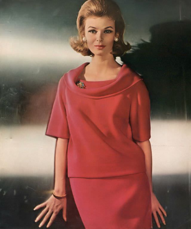 Anne de Zogheb in wool-mohair knit dress from Kimberley, Vogue, August 15, 1962