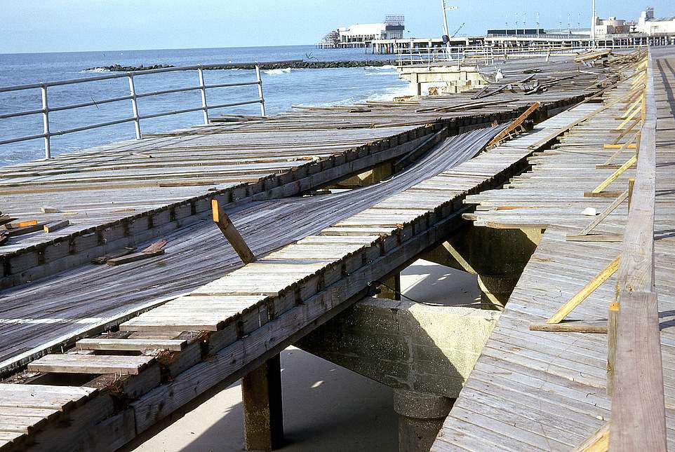 More storm damage along Atlantic City's famous Boardwalk. The storm was one of the most deadly in US history, claiming 40 lives