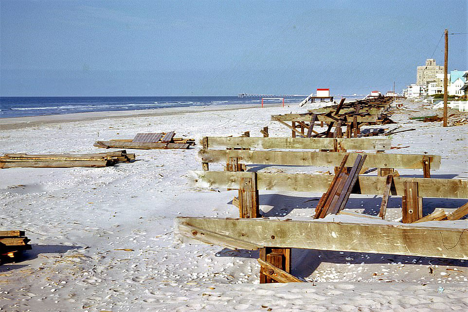 Sea defences that had been placed along the Atlantic City shoreline were damaged during the storm of 1962
