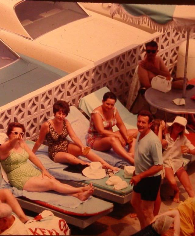 People at pool of a hotel in Atlantic City, 1967.