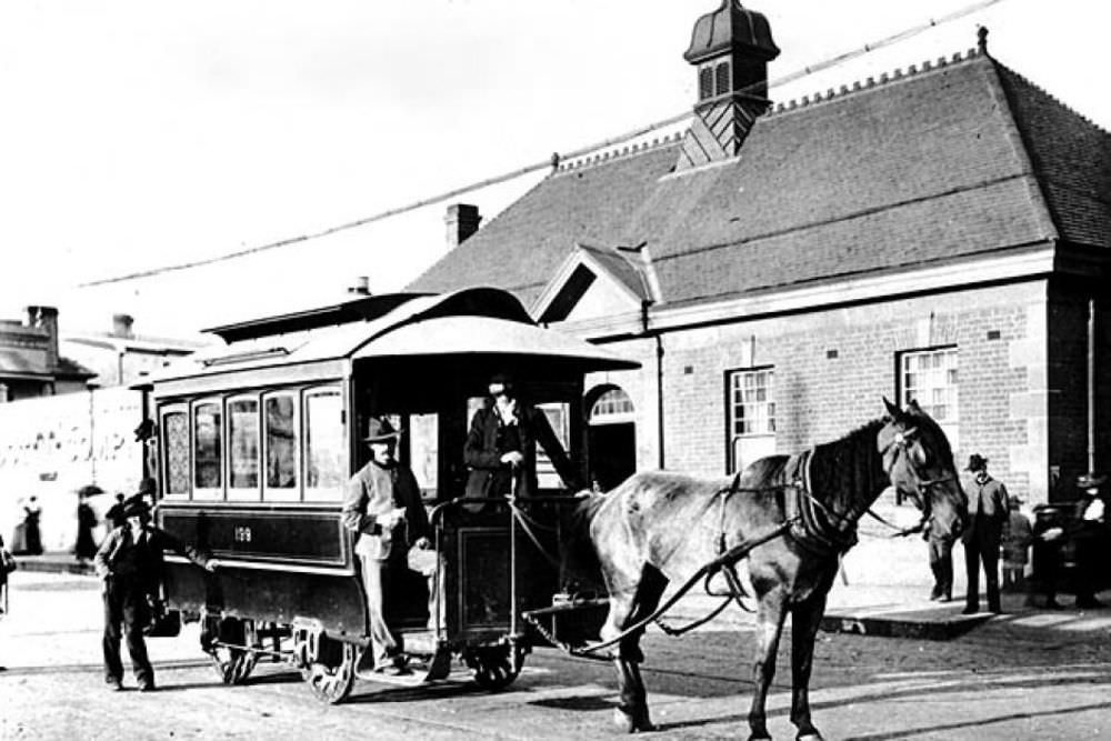 Horse drawn Manly tram, 1894.