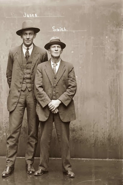 Mug shot of Thomas Sutherland Jones and William Smith, 15 July 1921, Central Police Station, Sydney.