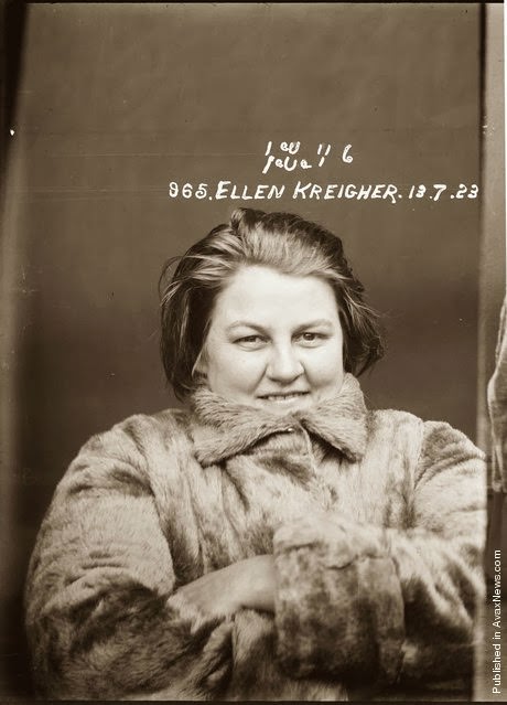 Mug shot of Ellen Kreigher, 13 July 1923, Central Police Station, Sydney.