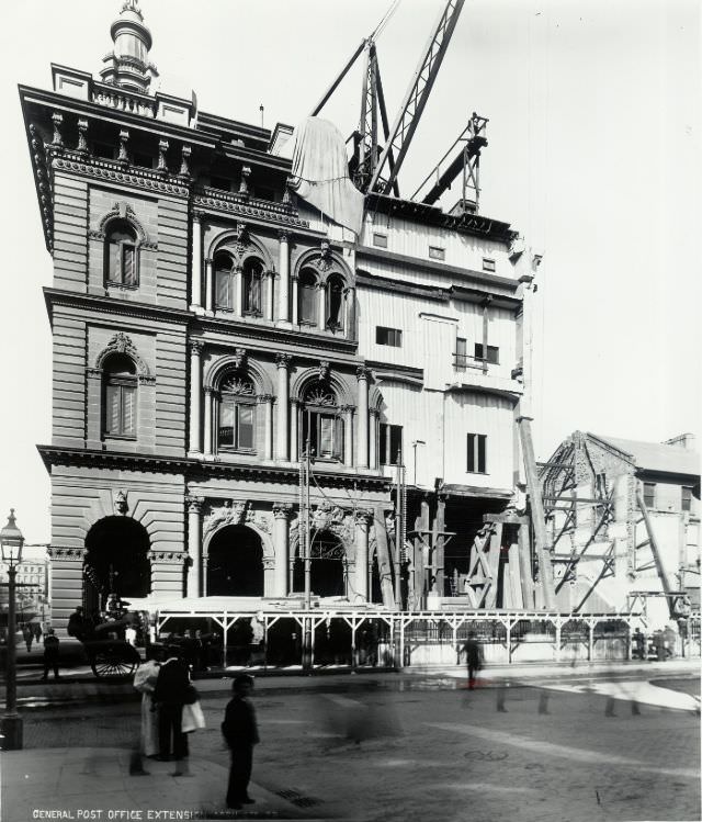 General Post Office showing construction of additions, Sydney