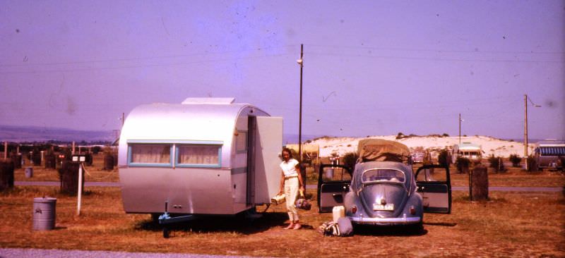 Betty on arrival at West Beach, Oct 7th, 1963