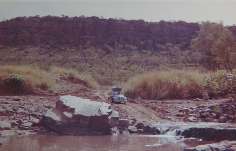 Gi-Gi heading across an outback river crossing, 1963