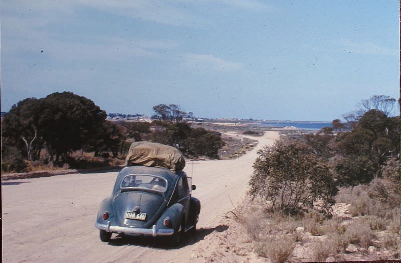 VW heading down hill, 1963