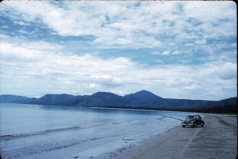 4 miles of Port Douglas beach to drive along, Feb 1963