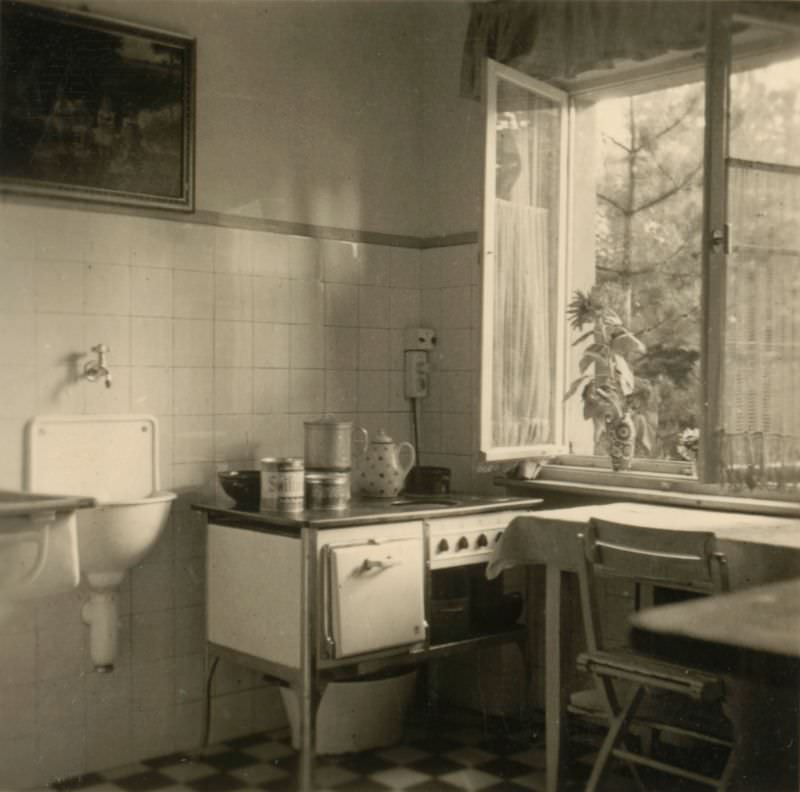 Kitchen in Helga's Berlin House, 6 Hermannstraße, Zehlendorf, Berlin, Germany, 1940s