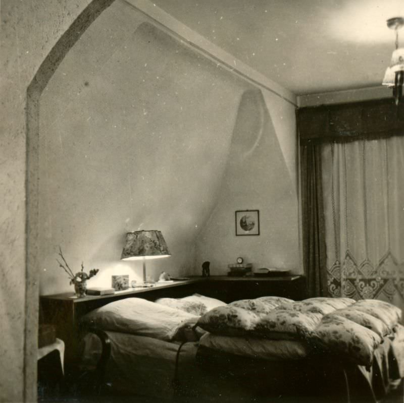 Bedroom in Helga's Berlin House, 6 Hermannstraße, Zehlendorf, Berlin, Germany, 1940s