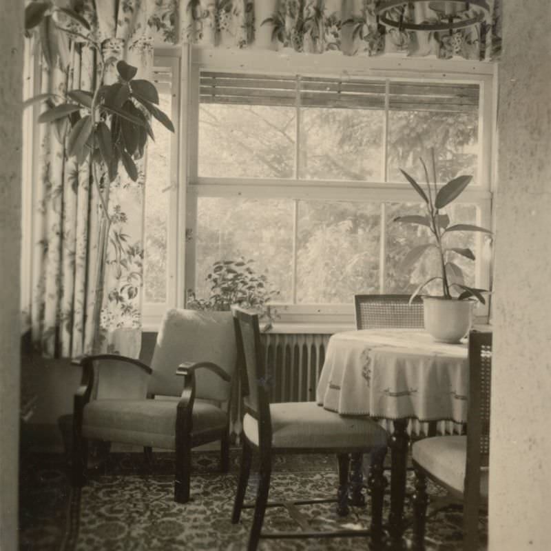 Winter garden at Helga's Berlin House, 6 Hermannstraße, Zehlendorf, Berlin, Germany, 1940s