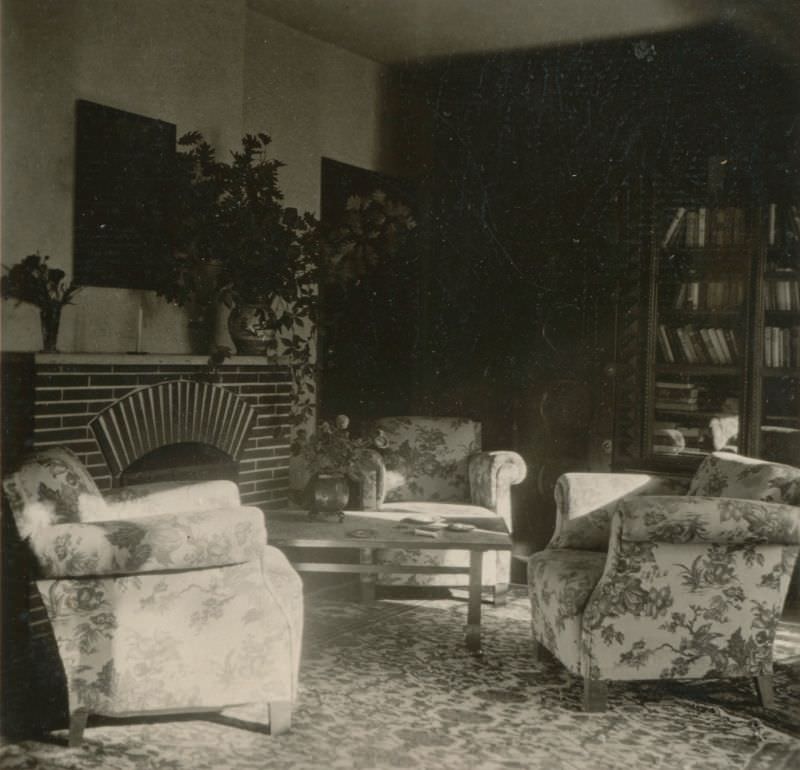 Fire place in Helga's Berlin House, 6 Hermannstraße, Zehlendorf, Berlin, Germany, 1940s