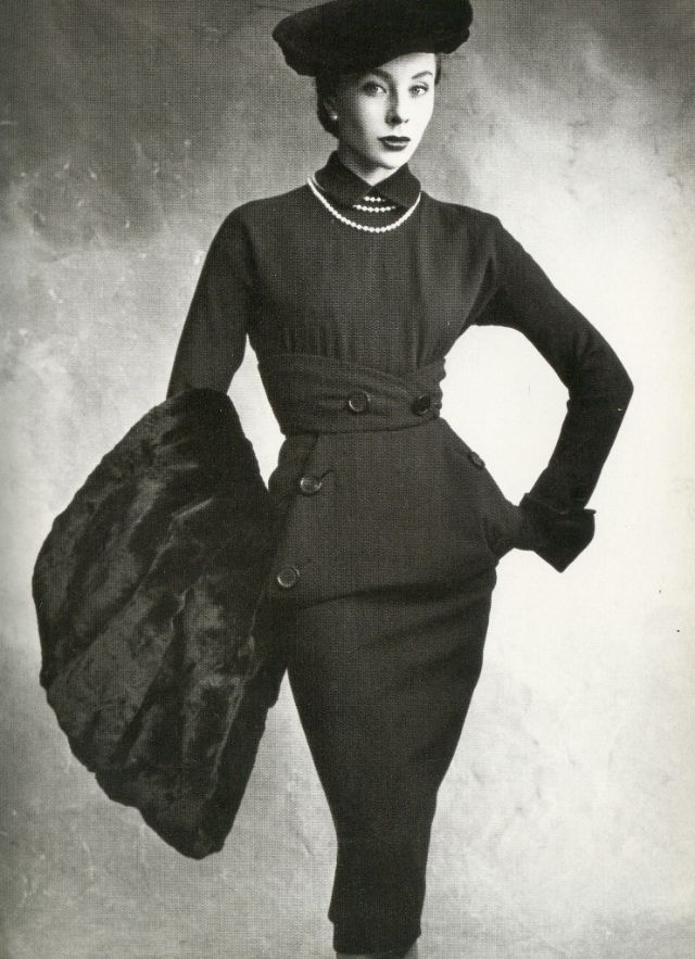 Bettina in dress from Dior's 'Diabolo' line, American Vogue, September 1, 1950