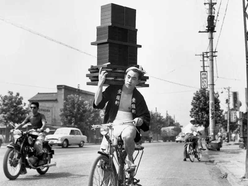 A Tokyo soba noodle delivery in 1956.