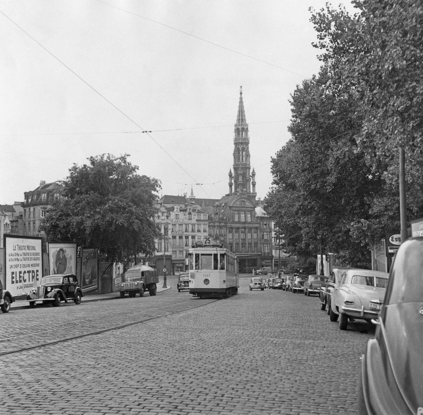 A view toward the town centre in Brussels, 1950