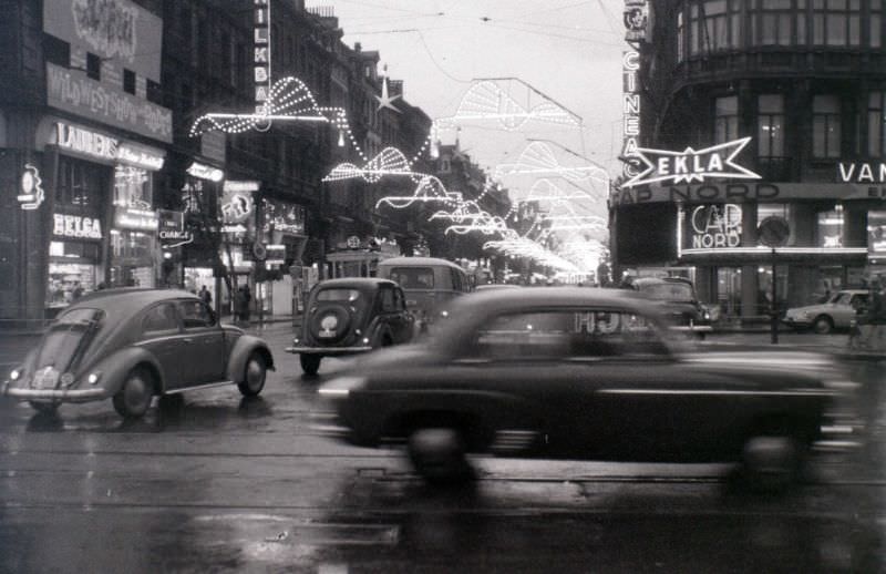 Boulevard Adolphe Max seen from Place Rogier, Brussels, 1958